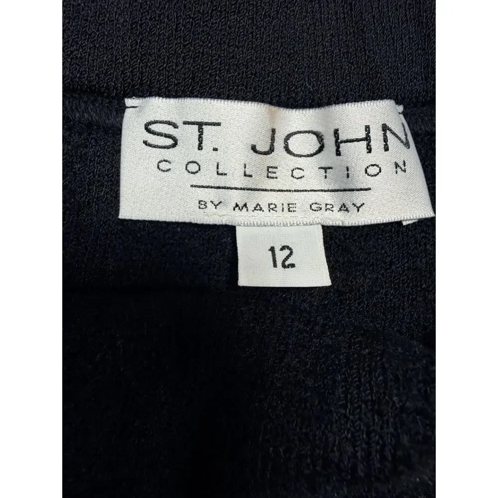 St. John Collection Marie Gray Santana Knit Skirt 12 Black Old Money Luxury